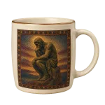 The Pointillist Thinker mug shown front on